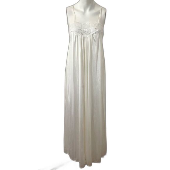 Val Mode Vintage Lace & Satin Slip Maxi Night Gown FLAWED M - Picture 1 of 15